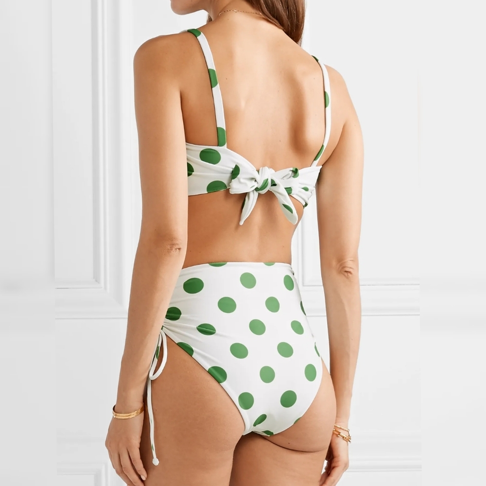 Faithfull the Brand White Bikini with Green Polka Dots - Picture 8 of 11